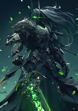 Dark Knight with Glowing Sword