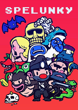 Spelunky Game Characters Poster