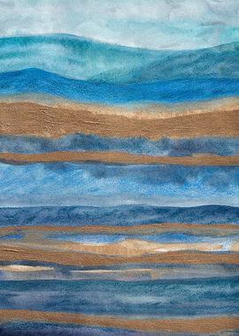 Abstract Watercolor Landscape Blue