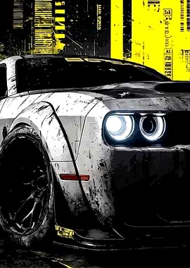 Aggressive Dodge Challenger Headlights