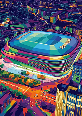 Colorful Stadium at Night