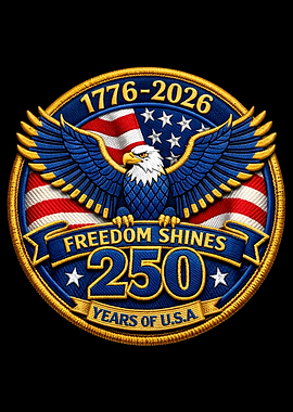 USA Freedom Shines 250 Years Eagle Patch