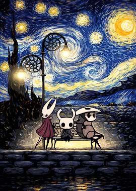 Hollow Knight in Starry Night