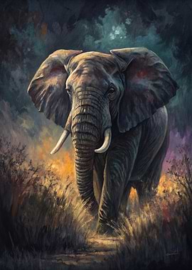 Majestic Elephant in a Dramatic Landscape