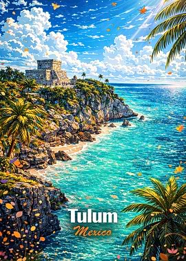 Tulum Mexico Coastal Ruins