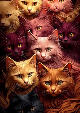 A Collage of Fluffy Cats
