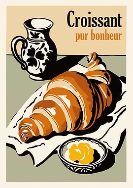 Croissant Breakfast Poster Print