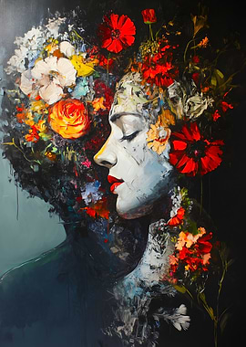 Woman with Flowers in Hair