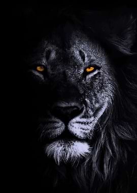 Dark Lion with Glowing Eyes