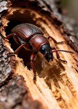 Beetle in a wooden hole