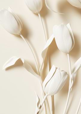 White Tulips on Cream Background