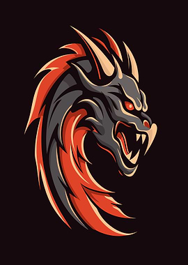 Fierce Dragon Head Illustration