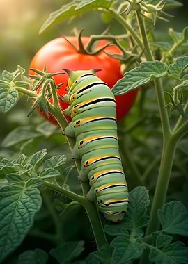 Caterpillar on a tomato plant