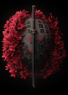 Katana Surrounded by cherry Blossoms