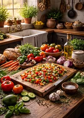 Fresh Ingredients for a Kitchen Meal