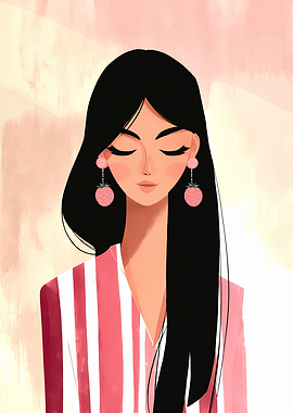 Woman with Strawberry Earrings