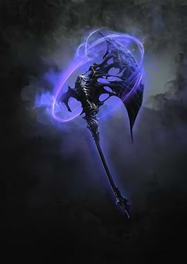Dark Fantasy Axe with Purple Aura