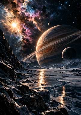 Planet Landscape with Gas Giant