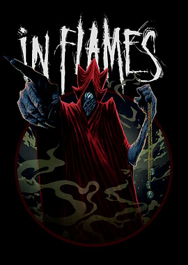 In Flames band logo with dark figure