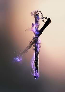 Mystical Nunchaku with Purple Smoke