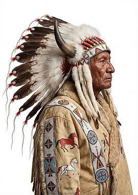Native American Chief in Traditional Attire