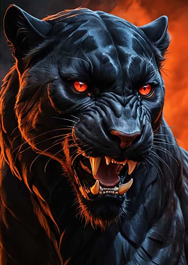 Fierce Black Panther with Glowing Eyes