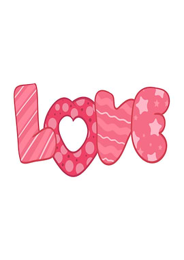 Pink LOVE text with heart