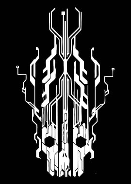 Cyberpunk Skull Circuit Board Design