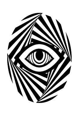 Abstract Eye with Swirling Black and White Stripes