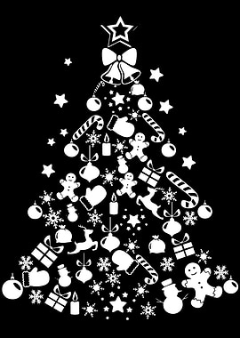 Christmas Tree Silhouette with Ornaments