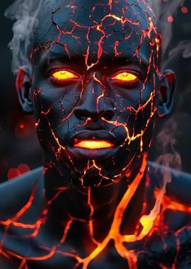 Fiery Man with Glowing Eyes