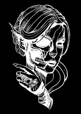 Gothic Elf Skull Face with Eye Ring