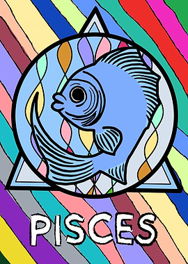 Pisces Zodiac Sign with Fish
