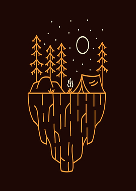 Night Camping on a Cliff