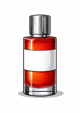 Red Designer Perfume Bottle with White Label