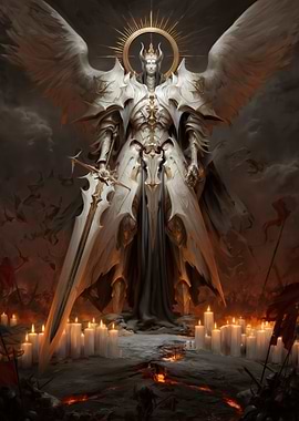 Angelic Warrior with Sword and Candles
