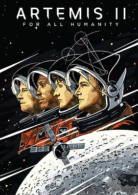 Artemis II Crew and Moon