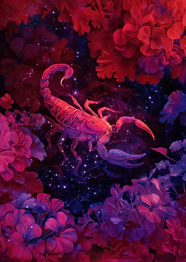Scorpio Zodiac Constellation with Flowers