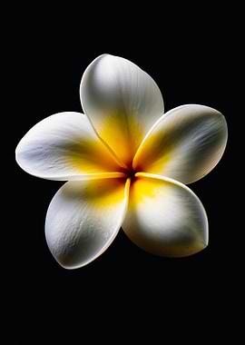 White Frangipani Plumeria Flower Macro