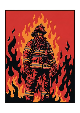 Into The Fire — Firefighter Art Poster