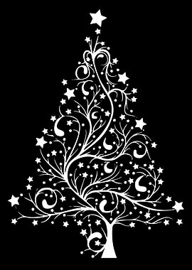 White Christmas Tree with Stars