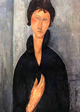 Portrait of a Woman in a Black Coat, amedeo modigliani art