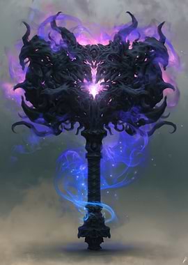 Dark Fantasy Weapon with Purple Energy