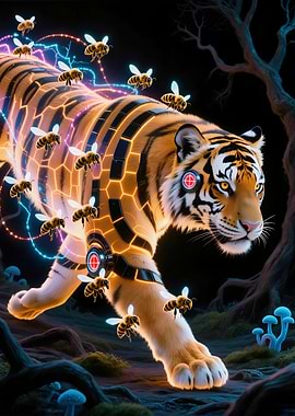 Cybernetic Tiger with Bees