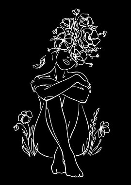 Woman with Flowers in Hair