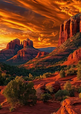 Dramatic Sunset Over Sedona Red Rocks