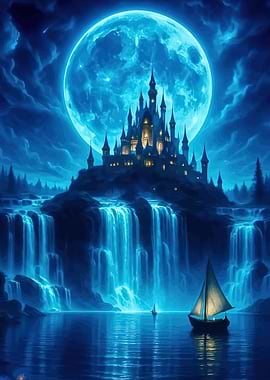 Enchanted Castle Under a Blue Moon