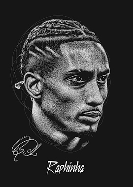 Raphinha Scribble Art Style with Signature