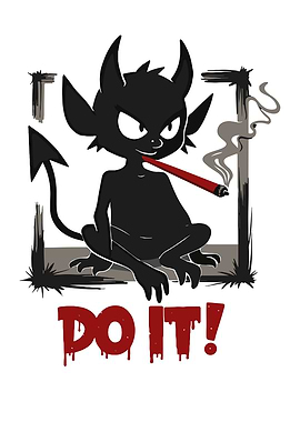 Devil Smoking and Text