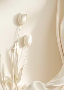 Elegant White Tulips with Draping Fabric